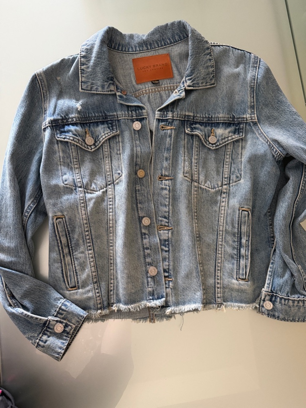 Lucky Brand Light Wash Denim Jacket with Raw Hem